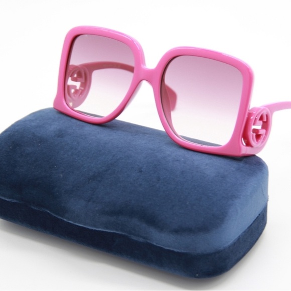 NEW GUCCI GG1326S 004 PINK SQUARE WOMEN SUNGLASSES GUCCI - Picture 3 of 8
